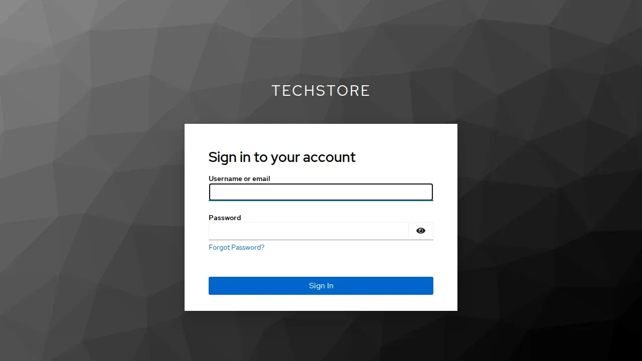 Keycloak login page di MockMart