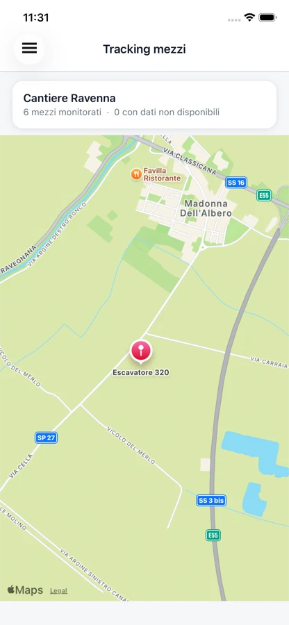 Tracking live sulla mappa nativa